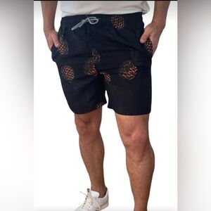 Uzzi Men's Brown Pineapple Print Swim Trunks XXL